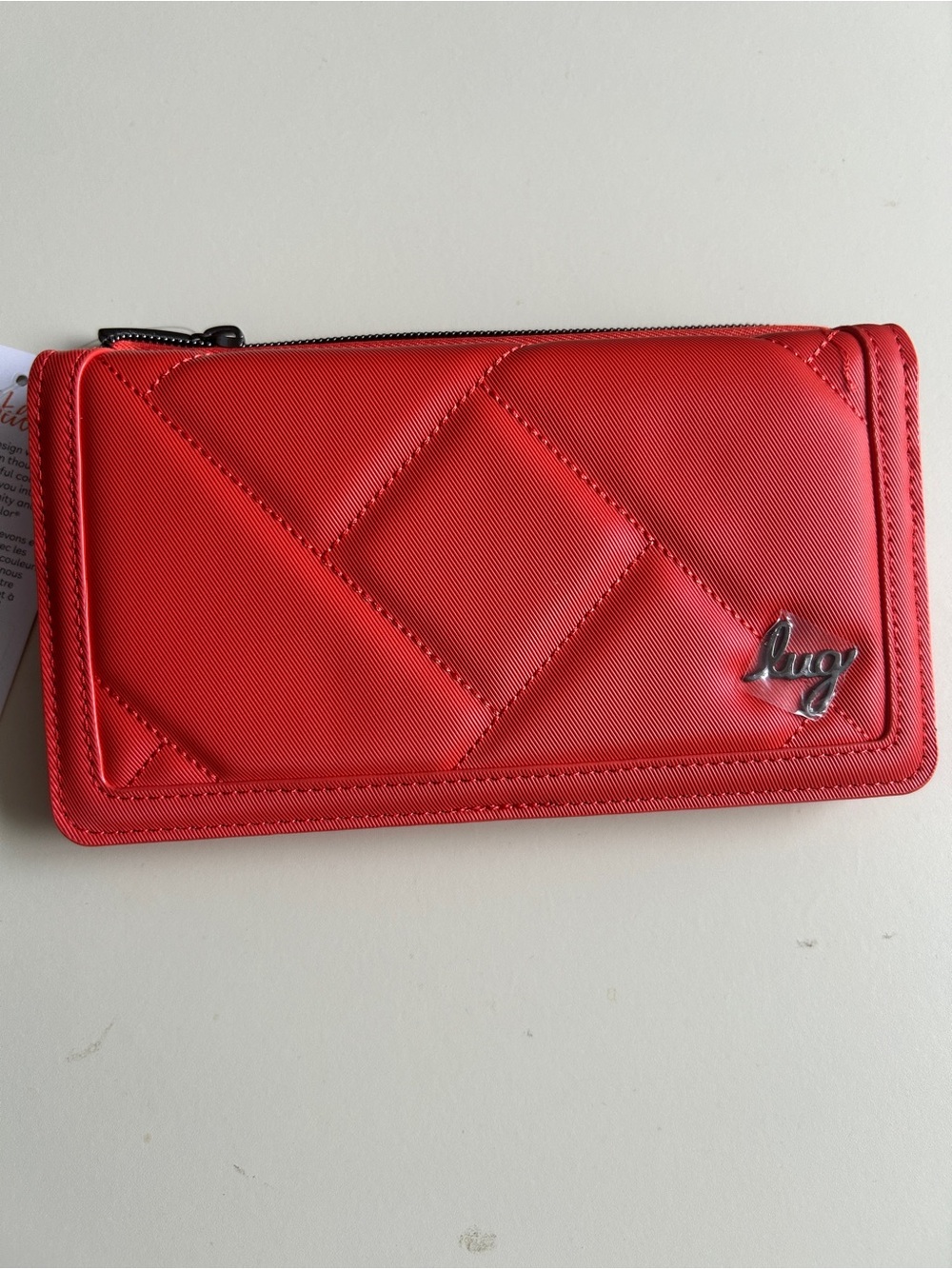 LUG SURREY SATIN LUXE RFID WALLET PAPAYA NWT